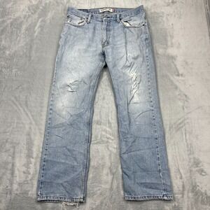 Levi's 505 Jeans Men 33x30 Blue Denim Light Wash Distressed Red Tab Straight Fit